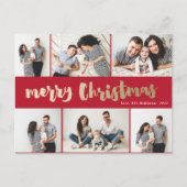 手書き金ゴールドメリークリスマスフォトコラージュ シーズンポストカード (正面)