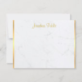 手書き金ゴールドモノグラムマーブルトレンディーテンプレート ノートカード (裏面)