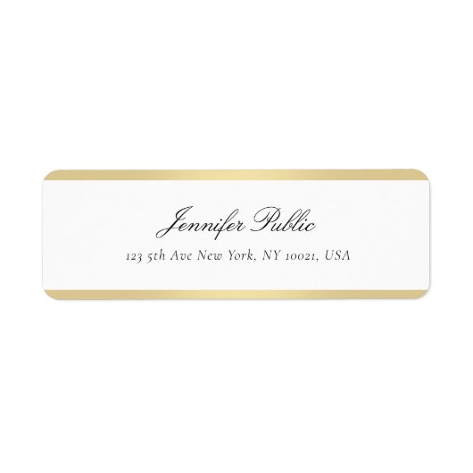 手書き金ゴールド白モダンシンプルテンプレート ラベル (正面)