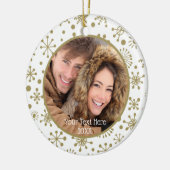 手書き金ゴールド雪片、2枚の写真、両面 セラミックオーナメント (左)