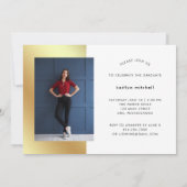 手書き金ゴールド | 2018年クラス写真グラードパーティー 招待状 (裏面)