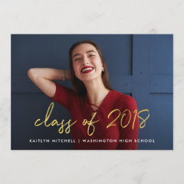 手書き金ゴールド | 2018年クラス写真グラードパーティー 招待状