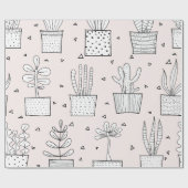 手書き鉢植えパターン ラッピングペーパー (フラット)