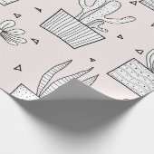 手書き鉢植えパターン ラッピングペーパー (角)