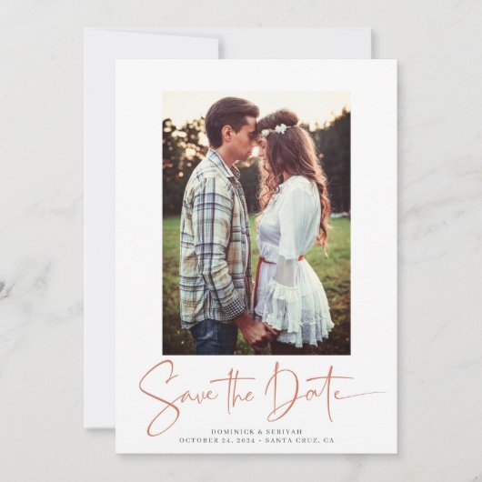 手書き銅バラ金ゴールド大理石日付を保存 セーブザデート (正面)