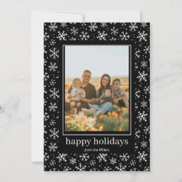 手書き雪片パターンホリデーフォトカード シーズンカード