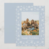 手書き雪片パターンホリデーフォトカード シーズンカード (正面/裏面)