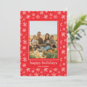手書き雪片パターンホリデーフォトカード シーズンカード (スタンド正面)