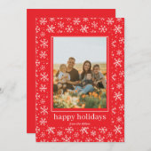 手書き雪片パターンホリデーフォトカード シーズンカード (正面/裏面)