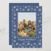 手書き雪片パターンホリデーフォトカード シーズンカード (正面/裏面)