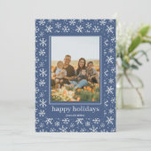手書き雪片パターンホリデーフォトカード シーズンカード (スタンド正面)
