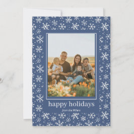 手書き雪片パターンホリデーフォトカード シーズンカード