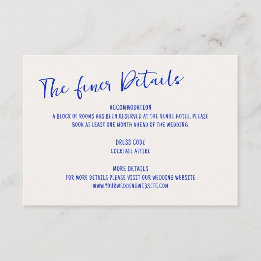 手書き青い四角結婚枠 エンクロージャーカード (正面)