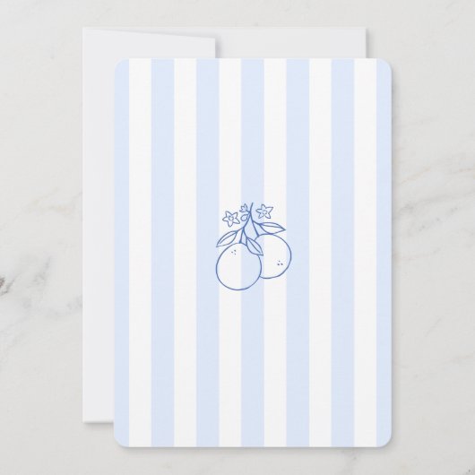 手書き青い白の地中海のブライダルシャワー 招待状 (裏面)