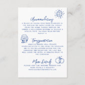 手書き青お洒落の結婚詳細 エンクロージャーカード (裏面)