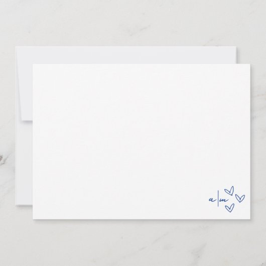 手書き青お洒落結婚の サンキューカード (裏面)