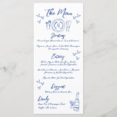 手書き青お洒落結婚の メニュー (正面)