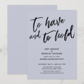 手書き青の披露宴を保持する 招待状 (正面/裏面)