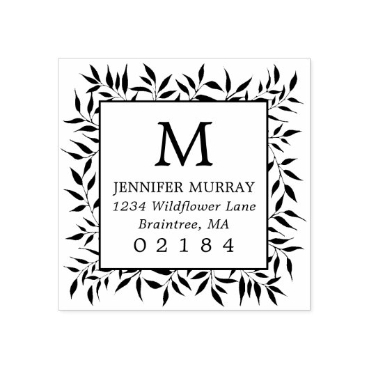 手書き額付き月桂樹離れの住所 ラバースタンプ (インプリント)