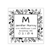 手書き額縁フローラ差出人住所モノグラム ラバースタンプ (インプリント)