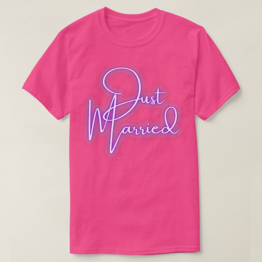 手書き風フォントで「Just Married 紫」を発表 デザイン シャドウ効果 Tシャツ (デザイン正面)