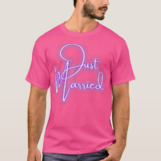 手書き風フォントで「Just Married 紫」を発表 デザイン シャドウ効果 Tシャツ