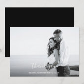 手書き風結婚式写真カード - 白いスクリプト サンキューカード (正面/裏面)