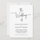 手書き風黒と白の結婚式招待状 招待状 (正面)