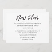 手書き風「新しい計画」延期された結婚式 招待状 (正面/裏面)