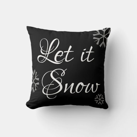 手書き風 LET IT SNOW - タイポグラフィ クッション (正面)