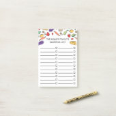 手書き食品チェックボックスの食料品一覧 ポストイット (デスク上)