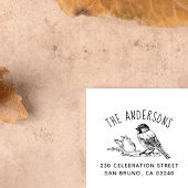 手書き鳥の曲面家族の名前差出人住所 セルフインキングスタンプ