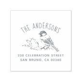 手書き鳥の曲面家族の名前差出人住所 セルフインキングスタンプ (デザイン)