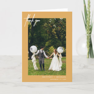 手書き黄モダン色 サンキューカード