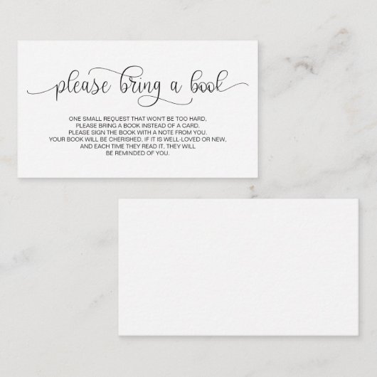 手書き黒文字ベビー用の書籍 エンクロージャーカード (正面/裏面)