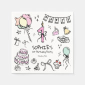 手書き1歳の誕生日 スタンダードカクテルナプキン (正面)