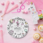 手書き1歳の誕生日 ペーパープレート (パーティー)