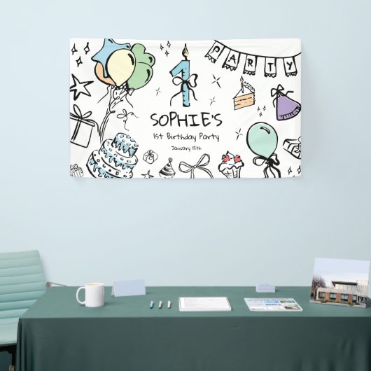 手書き1歳の誕生日 横断幕 (トレードショー)