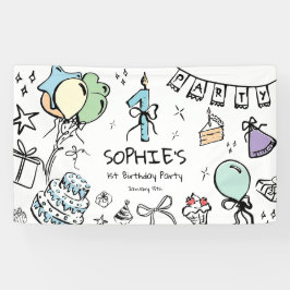 手書き1歳の誕生日 横断幕