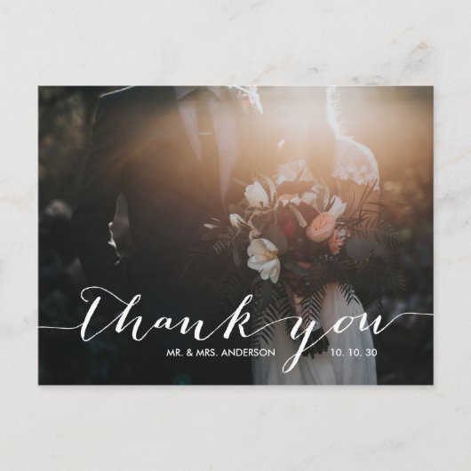手書き2写真結婚の感謝 ポストカード (正面)