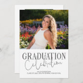 手書き2写真2024卒業お祝い 招待状 (正面/裏面)