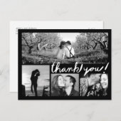手書き4フォトコラージュありがとう黒はがき ポストカード (正面/裏面)