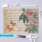 手書き バタフライ ヴィンテージ デコパージュ 薄葉紙 (クラフト)