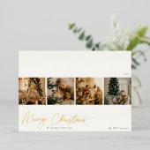 手書き マルチ フォト ゴールド フォイル ホリデー カード (立ち正面)