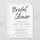 手書き モダン ミニマル QRコード ブライダルシャワー 招待状 (正面)