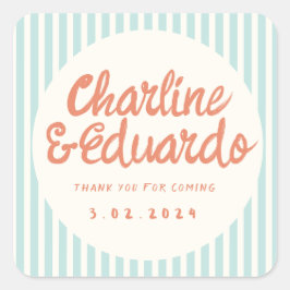 手書き レトロウェディング 長方形ステッカー スクエアシール