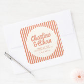 手書き レトロウェディング 長方形ステッカー スクエアシール (封筒)