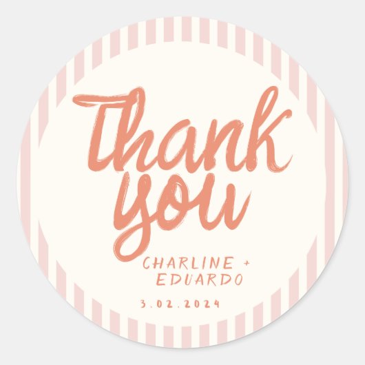 手書き レトロウェディング 長方形ステッカー ラウンドシール (正面)