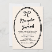 手書き ヴィンテージ ユニーク モダン フォト ウェディング 招待状 (正面)