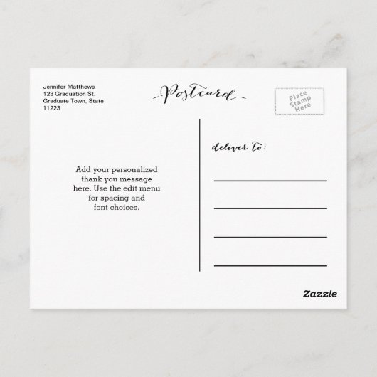 手書き | 卒業ありがとうはがき ポストカード (裏面)